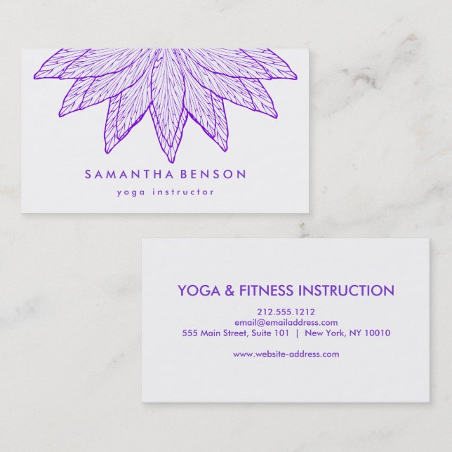 Elegant Lotus Flower Logo Yoga Business Card (Front/Back)