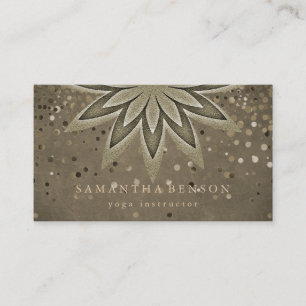 Elegant Lotus Flower Logo Yoga Confetti Business Card