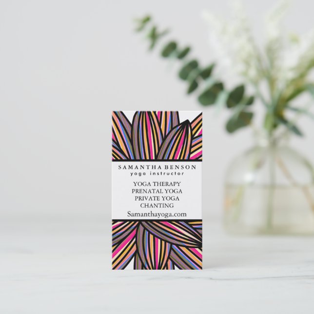 Elegant Lotus Flower Logo Yoga Healing Health Business Card (Standing Front)
