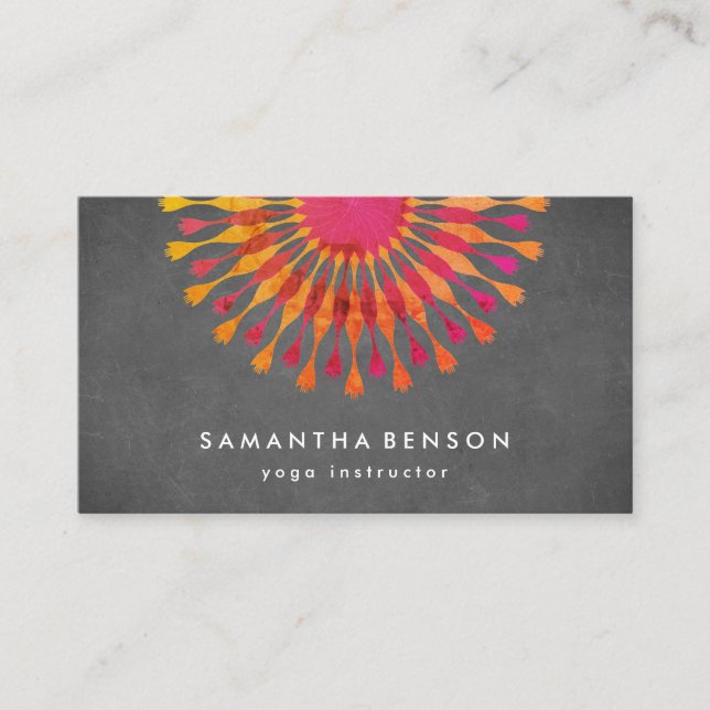 Elegant  Lotus Flower Logo Yoga Instructor Business Card (Front)