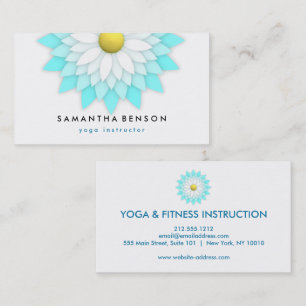 Elegant  Lotus Flower Logo Yoga Instructor Business Card