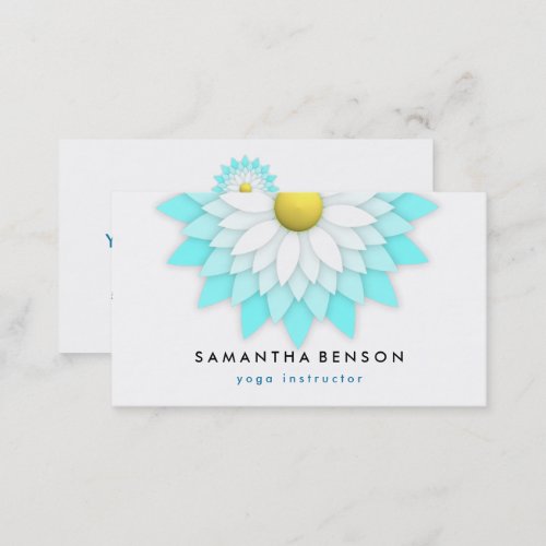 Elegant  Lotus Flower Logo Yoga Instructor Business Card