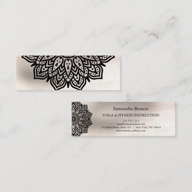 Elegant Lotus Flower Logo Yoga Mini Business Card (Front/Back)
