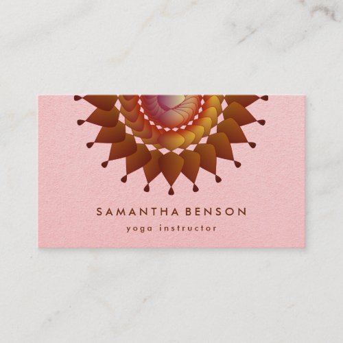 Elegant Lotus Flower Logo Yoga Pink Background Business Card