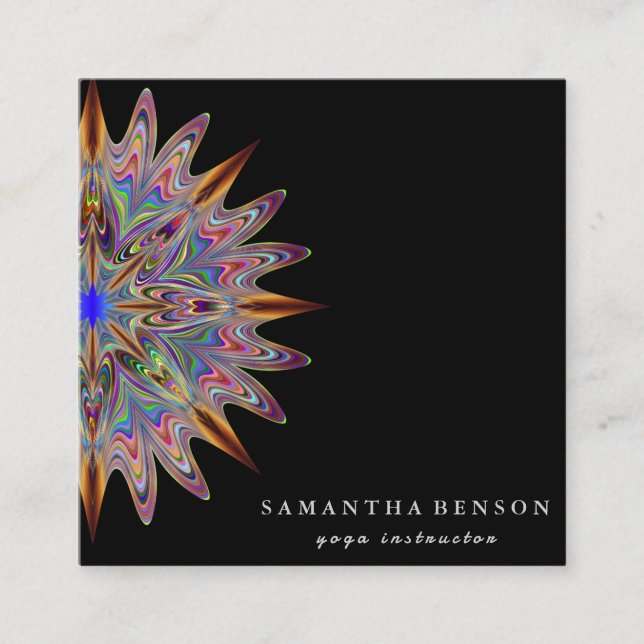 Elegant Lotus Flower Logo Yoga Square Business Car Square Business Card (Front)