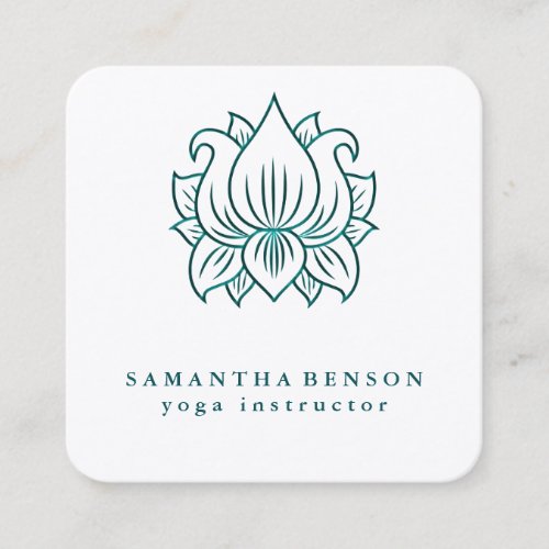 Elegant Lotus Flower Logo Yoga Square Business Car Square Business Card