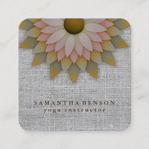 Elegant Lotus Flower Logo Yoga Square Business Card