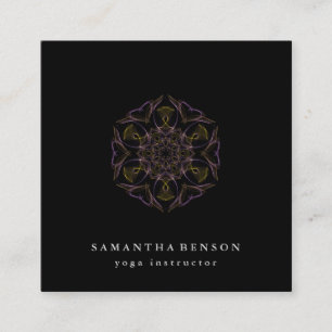 Elegant Lotus Flower Logo Yoga Square Business Card
