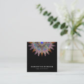 Elegant Lotus Flower Logo Yoga Square Business Card (Standing Front)