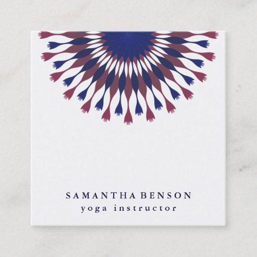 Elegant Lotus Flower Logo Yoga Square Business Card