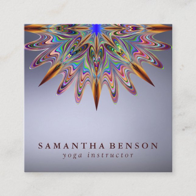 Elegant Lotus Flower Logo Yoga Square Business Card (Front)