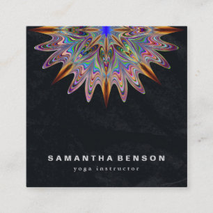 Elegant Lotus Flower Logo Yoga Square Business Card