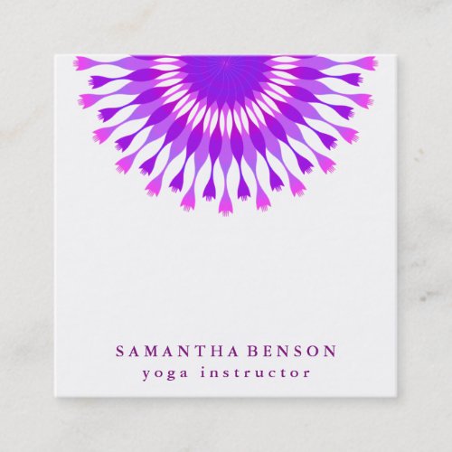 Elegant Lotus Flower Logo Yoga White Background Square Business Card