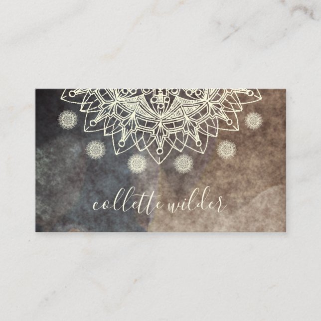 Elegant Lotus Flower Mandala Business Card (Front)