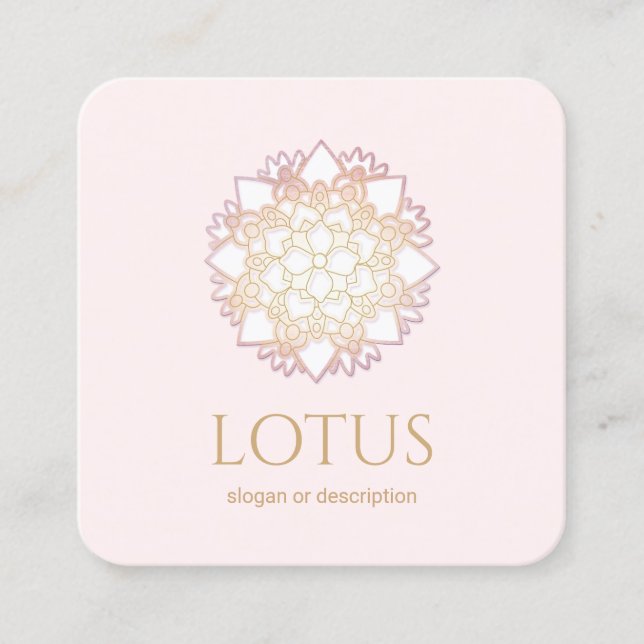 Elegant  Lotus Flower Mandala Business Card (Front)