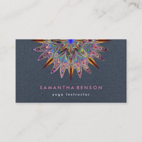 Elegant Lotus Flower Mandala Logo Yoga Instructor Business Card