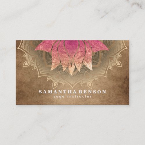 Elegant Lotus Flower Mandala Logo Yoga Instructor  Business Card