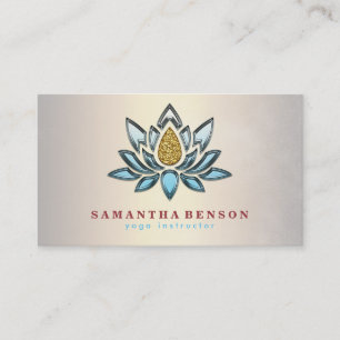 Elegant Lotus Flower Mandala Logo Yoga Instructor Business Card