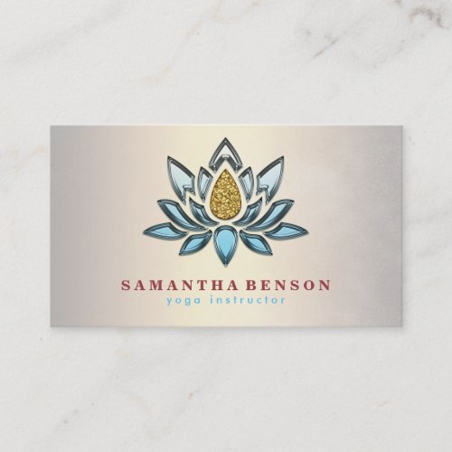 Elegant Lotus Flower Mandala Logo Yoga Instructor Business Card