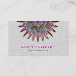 Elegant Lotus Flower Mandala Logo Yoga Instructor Business Card