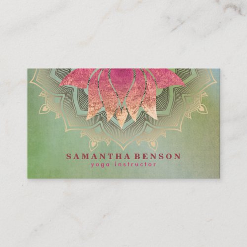 Elegant Lotus Flower Mandala Logo Yoga Instructor  Business Card