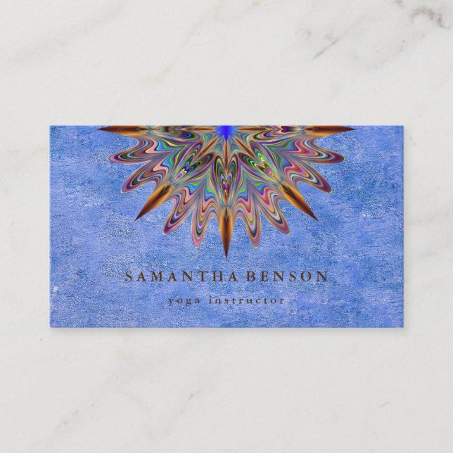 Elegant Lotus Flower Mandala Logo Yoga Instructor  Business Card (Front)