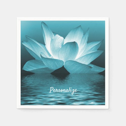 Elegant Lotus Flower Ocean Zen Yoga Personalized  Napkins