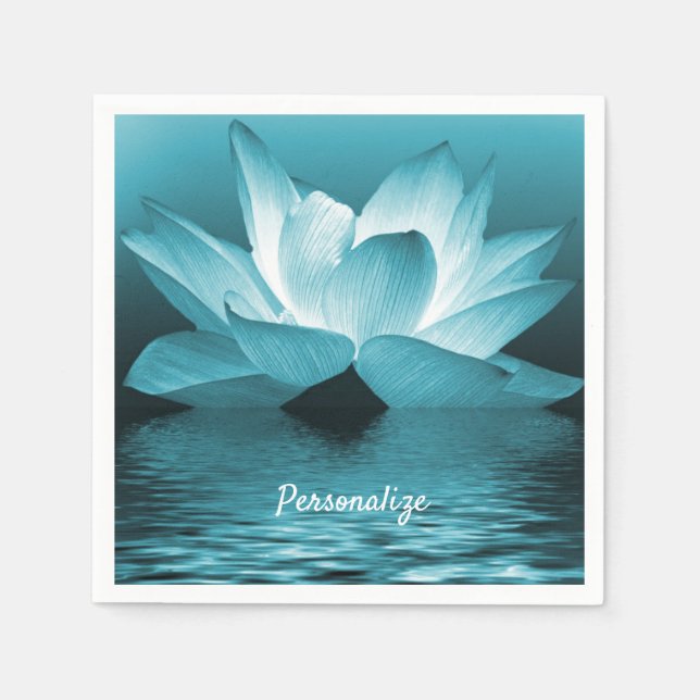 Elegant Lotus Flower Ocean Zen Yoga Personalized  Napkins (Front)
