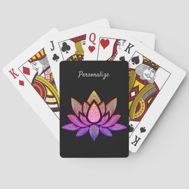 Elegant Lotus Flower Pastel Black Zen Yoga Poker Cards (Back)
