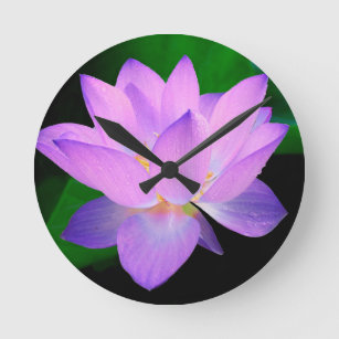 Elegant Lotus Flower Round Clock