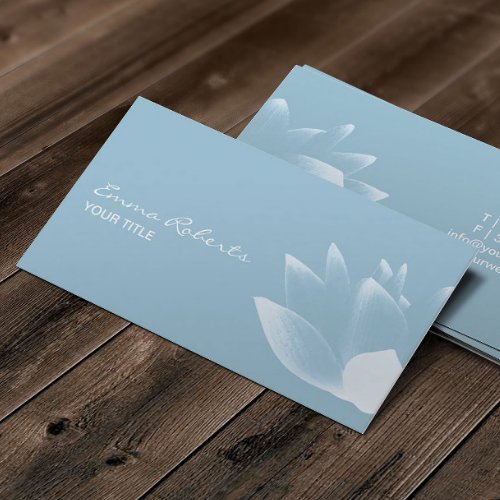 Elegant Lotus Flower Stylish Light Blue Business Card