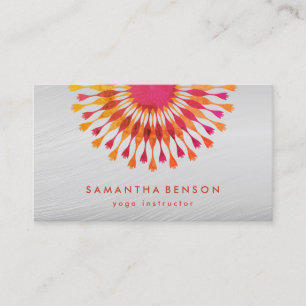 Elegant  Lotus Flower White Marble Yoga Instructor Business Card