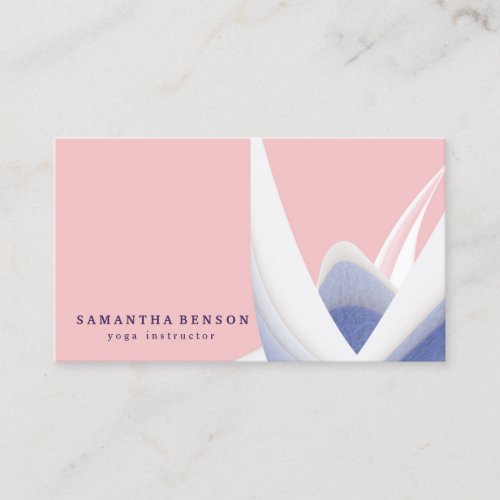 Elegant  Lotus Flower White Marble Yoga Instructor Business Card