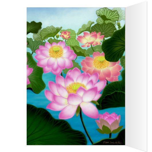 Elegant Lotus Flowers Customizable Card (Inside (Left))