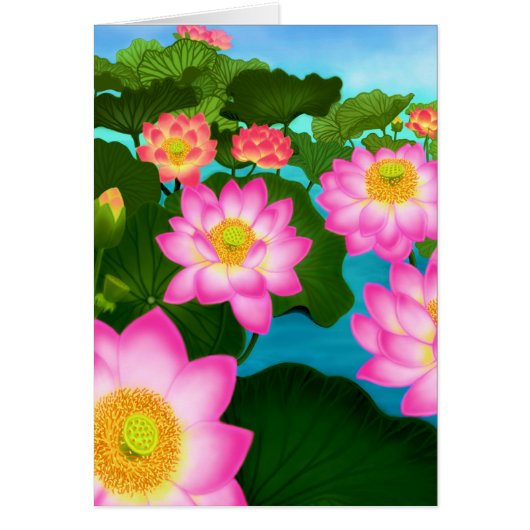 Elegant Lotus Flowers Customizable Card (Front)