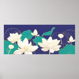 Elegant lotus flowers poster