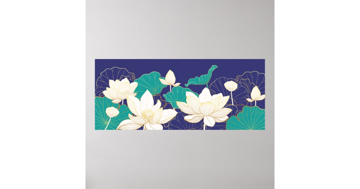 Elegant lotus flowers poster | Zazzle