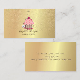 Elegant Lotus Gold Confetti Cupcake Business Card