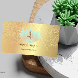 Elegant Lotus Gold Confetti Yoga Girl Glitter Business Card