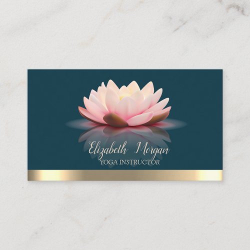 Elegant Lotus Gold Stripe Yoga Business Card