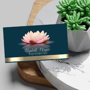 Elegant Lotus Gold Stripe Yoga Business Card