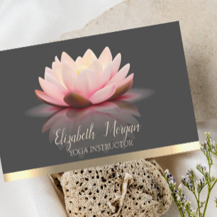 Elegant Lotus Gold Stripe Yoga Instructor Business Card
