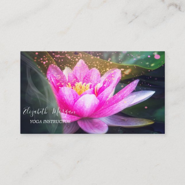 Elegant Lotus Gold  Yoga Instructor Business Card (Front)