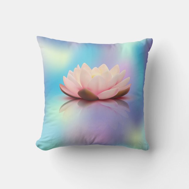 Elegant Lotus Holographic Throw Pillow (Front)
