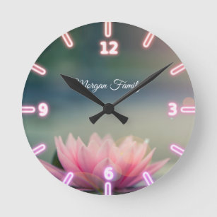 Elegant Lotus Landscape Round Clock