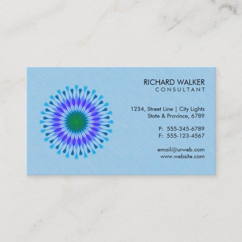 Elegant Lotus Logo Floral Blue Health Wellness Business Card