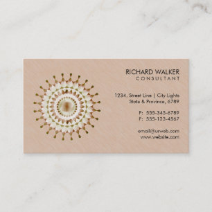 Elegant Lotus Logo Floral Wood Health Wellness Business Card