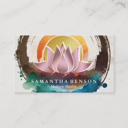 Elegant Lotus Mandala Yoga Holistic Health Business Card