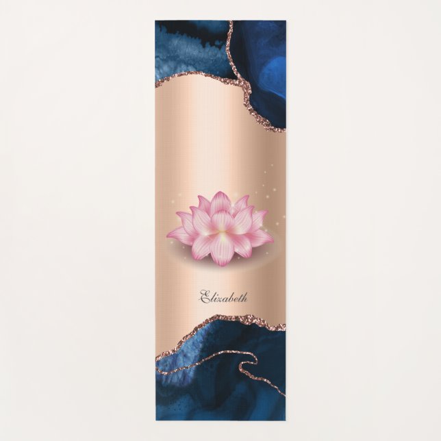 Elegant Lotus Marble Agate Yoga  Mat (Front)