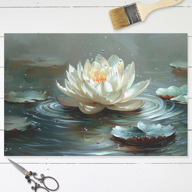 Elegant Lotus on the Pond Painting Decoupage Tissue Paper (Creator Uploaded)